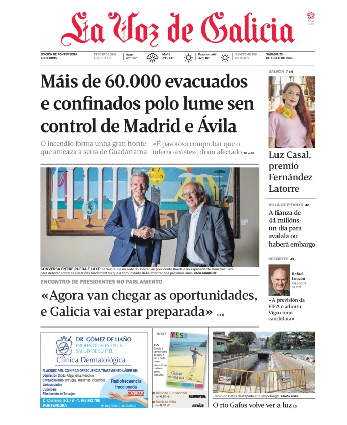 Portada de La Voz de Galicia (Pontevedra)