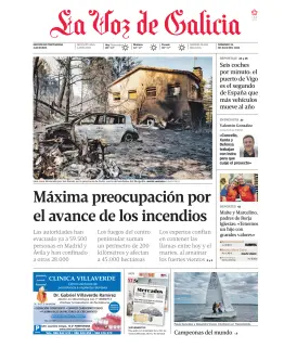 Portada de La Voz de Galicia (Pontevedra), 26 de julio de 2026