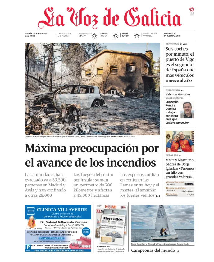 Portada de La Voz de Galicia (Pontevedra)