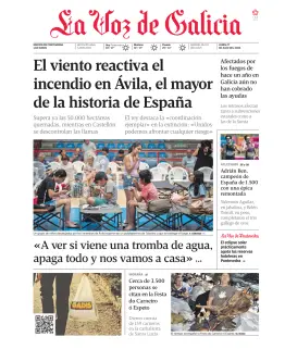 Portada de La Voz de Galicia (Pontevedra), 27 de julio de 2026