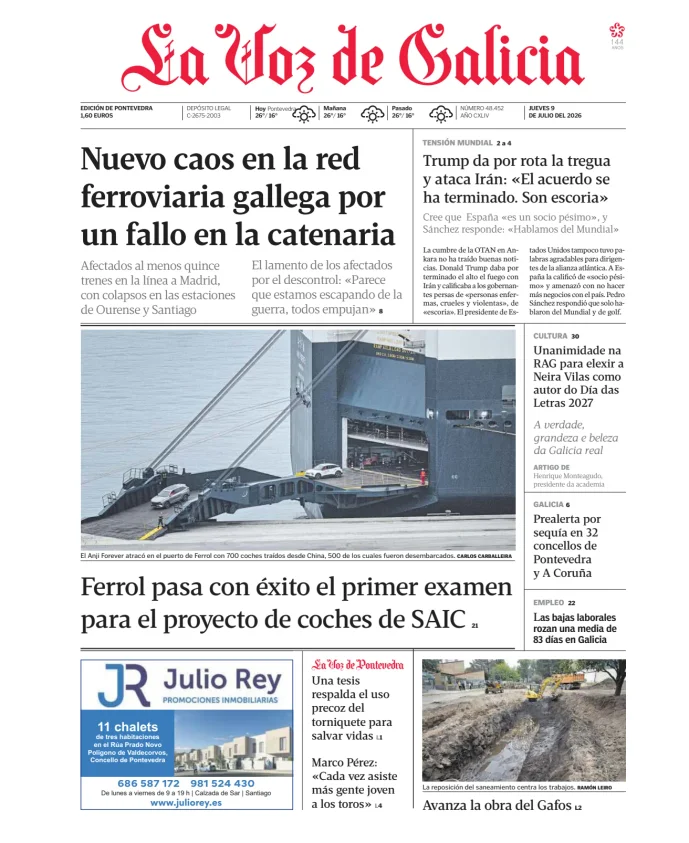 Portada de La Voz de Galicia (Pontevedra)