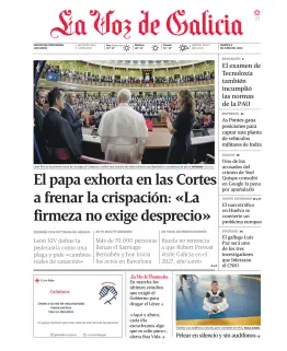 Portada de La Voz de Galicia (Pontevedra), 9 de junio de 2026