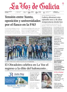 Portada de La Voz de Galicia (Santiago), 10 de junio de 2026
