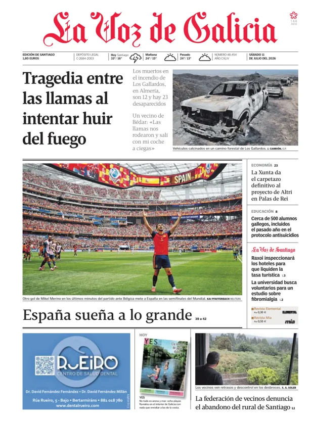 Portada de La Voz de Galicia (Santiago)