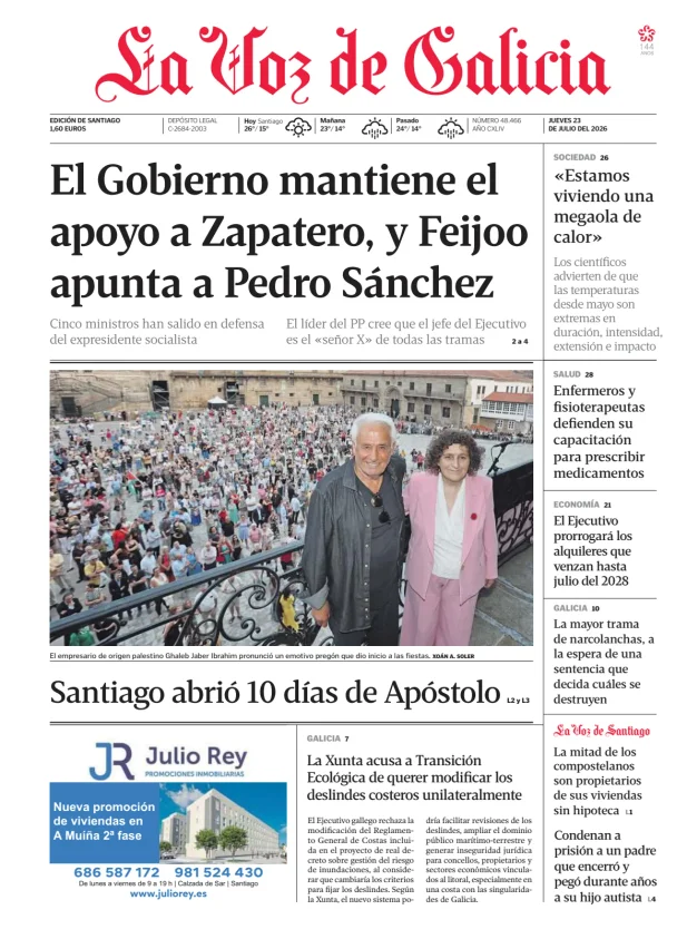 Portada de La Voz de Galicia (Santiago)