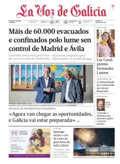 Portada de La Voz de Galicia (Santiago), 25 de julio de 2026