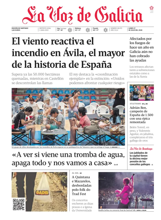 Portada de La Voz de Galicia (Santiago)