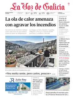 Portada de La Voz de Galicia (Santiago), 28 de julio de 2026
