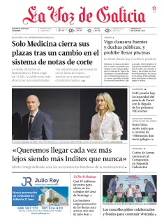 Portada de La Voz de Galicia (Santiago), 8 de julio de 2026