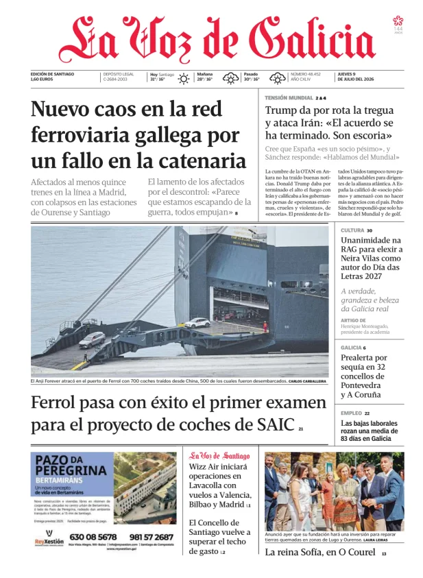 Portada de La Voz de Galicia (Santiago)