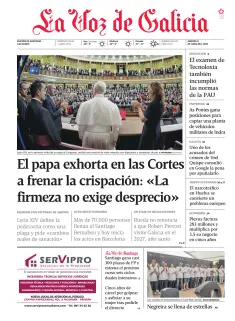Portada de La Voz de Galicia (Santiago), 9 de junio de 2026