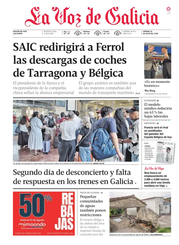 Portada de La Voz de Galicia (Vigo)