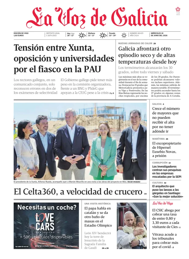 Portada de La Voz de Galicia (Vigo)