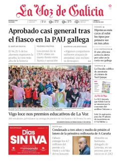 Portada de La Voz de Galicia (Vigo), 12 de junio de 2026