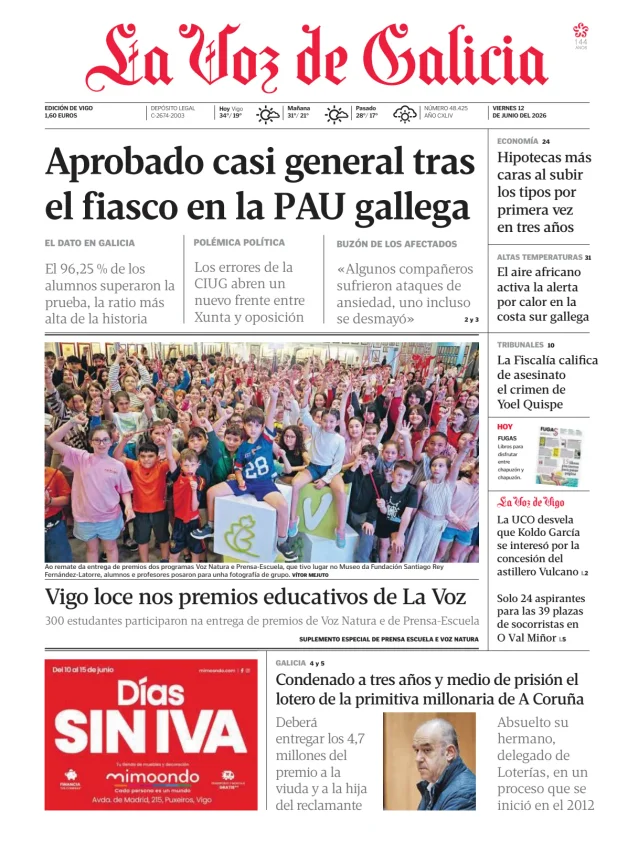 Portada de La Voz de Galicia (Vigo)