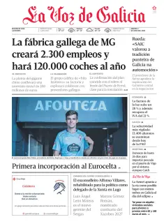 Portada de La Voz de Galicia (Vigo), 2 de junio de 2026