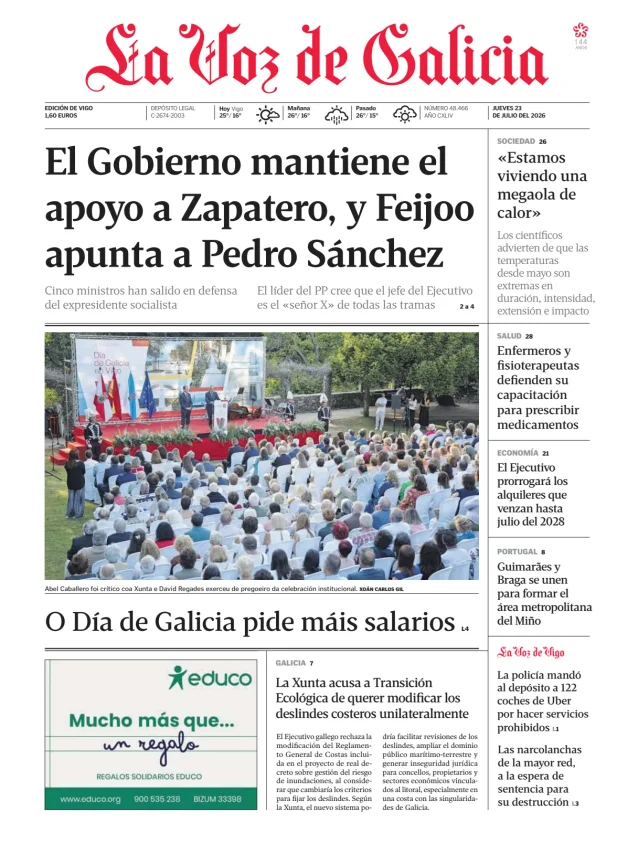 Portada de La Voz de Galicia (Vigo)
