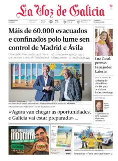Portada de La Voz de Galicia (Vigo), 25 de julio de 2026