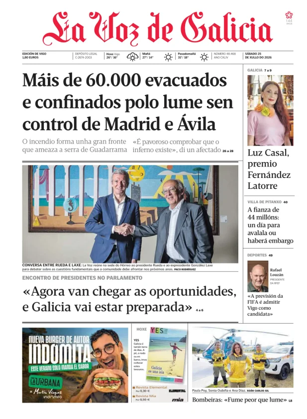 Portada de La Voz de Galicia (Vigo)