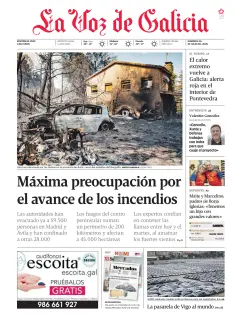 Portada de La Voz de Galicia (Vigo), 26 de julio de 2026