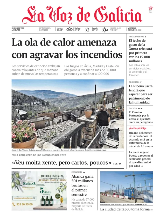 Portada de La Voz de Galicia (Vigo)