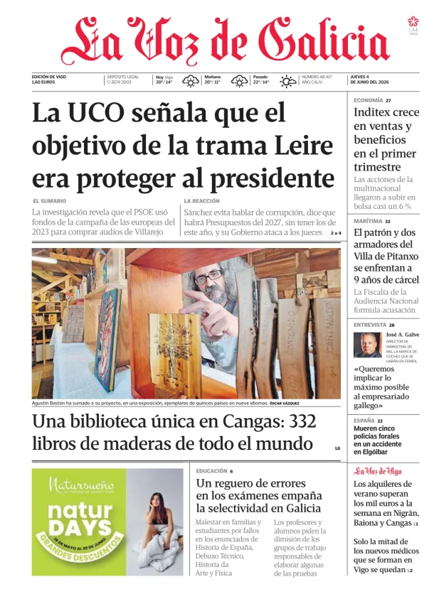 Portada de La Voz de Galicia (Vigo)