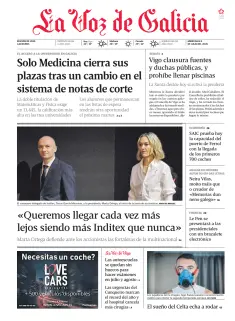 Portada de La Voz de Galicia (Vigo), 8 de julio de 2026