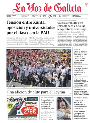 Portada de La Voz de Galicia, 10 de junio de 2026