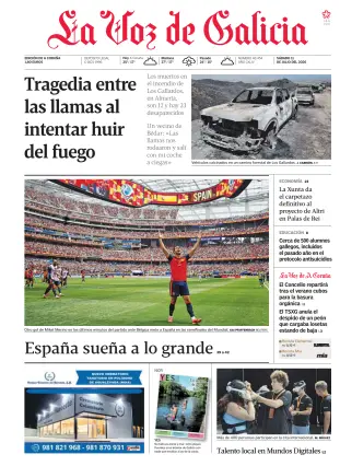 Portada de La Voz de Galicia, 11 de julio de 2026