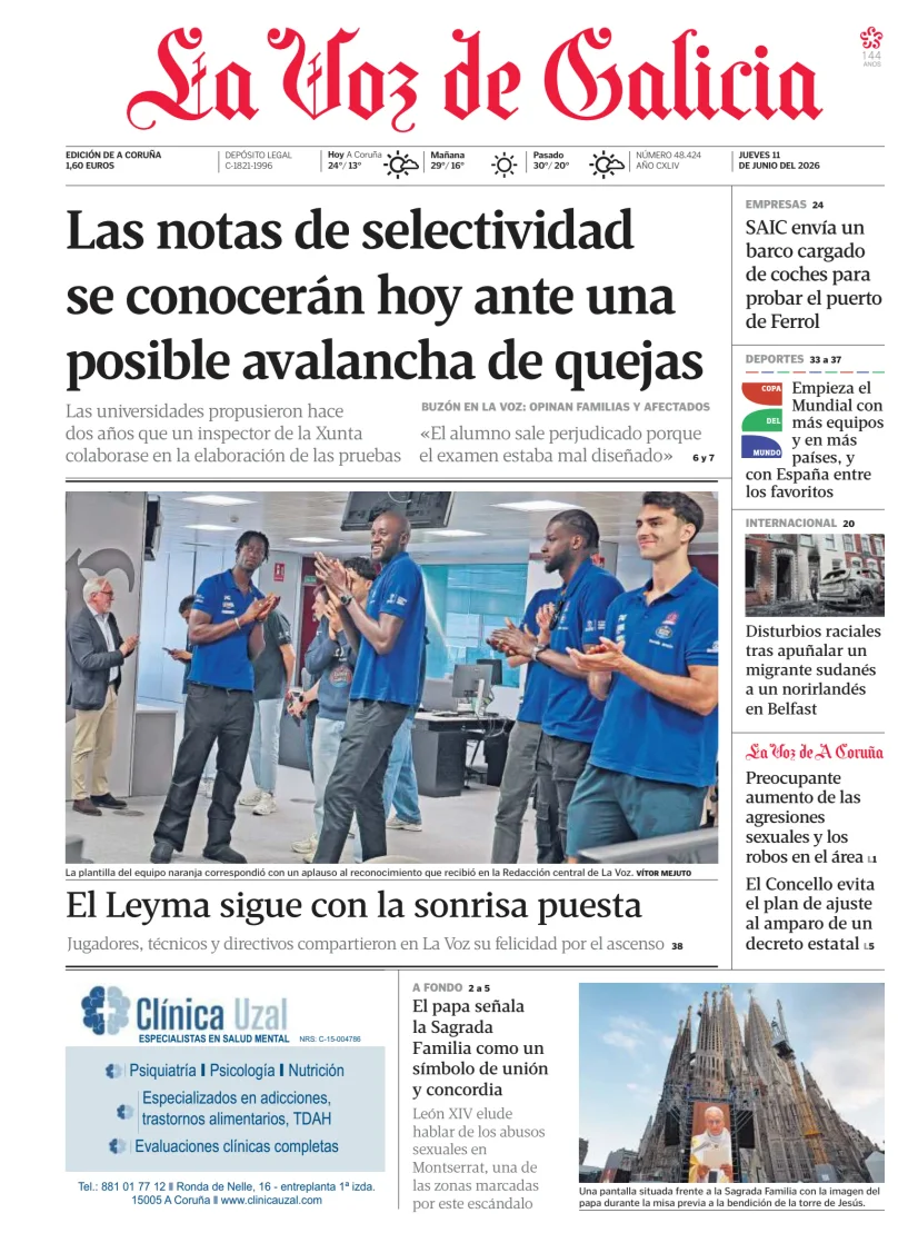 Portada de La Voz de Galicia