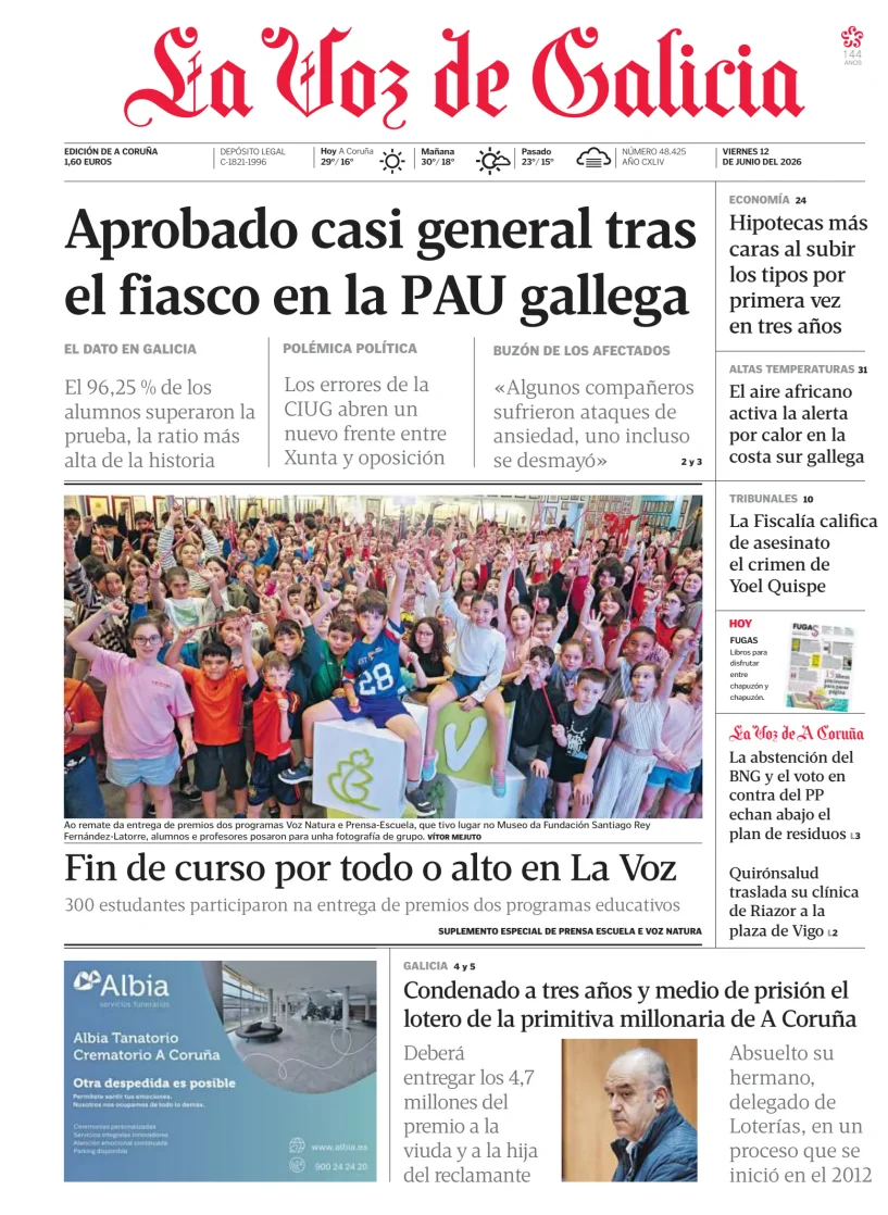 Portada de La Voz de Galicia