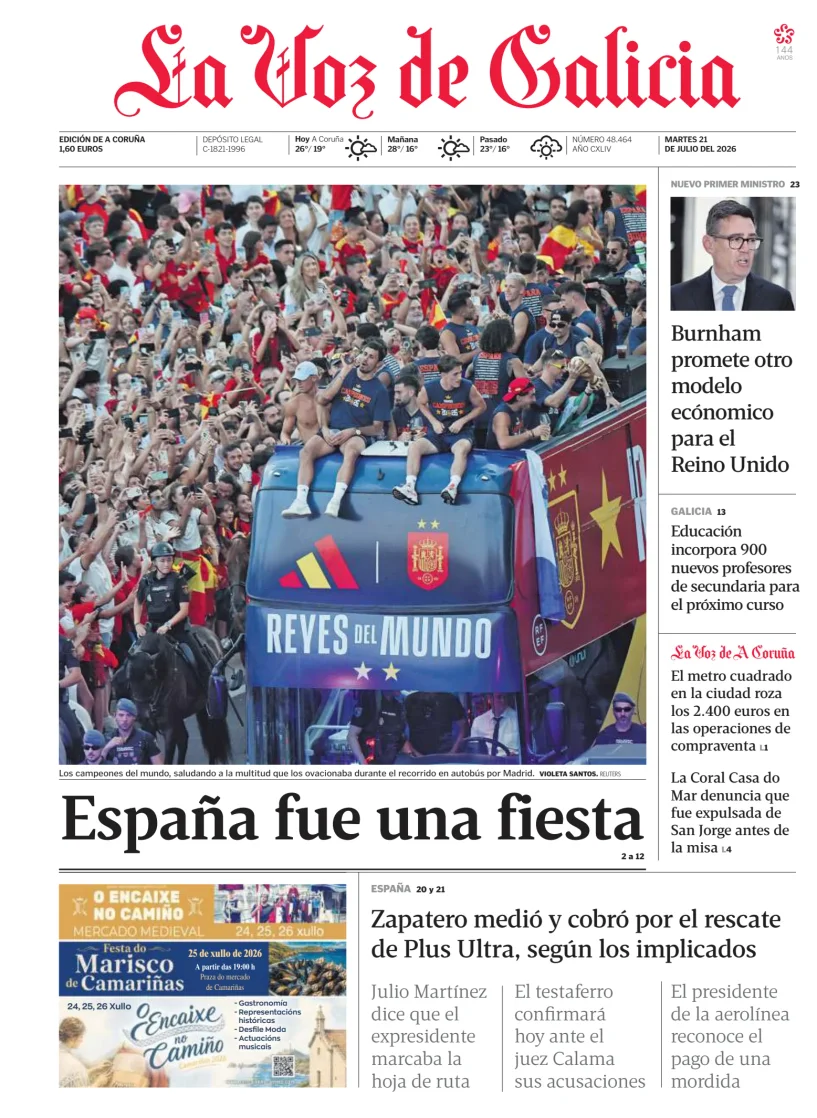 La Voz de Galicia — 21/07