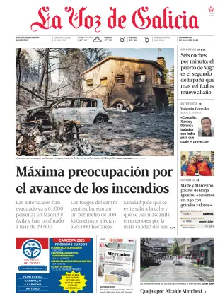 Portada de La Voz de Galicia, 26 de julio de 2026