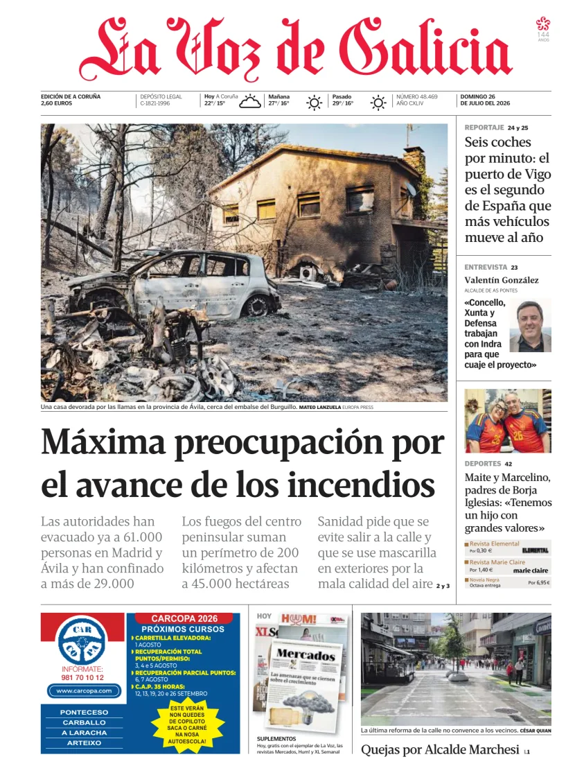 Portada de La Voz de Galicia