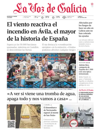 Portada de La Voz de Galicia, 27 de julio de 2026