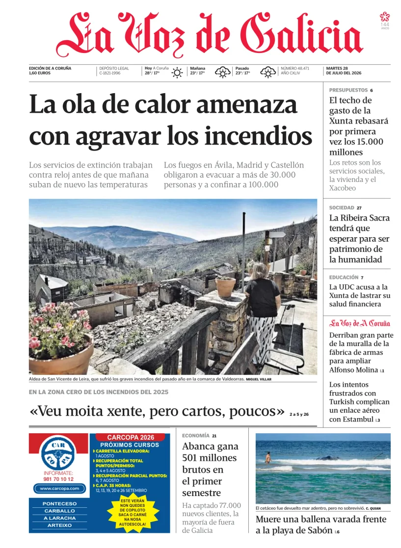Portada de La Voz de Galicia