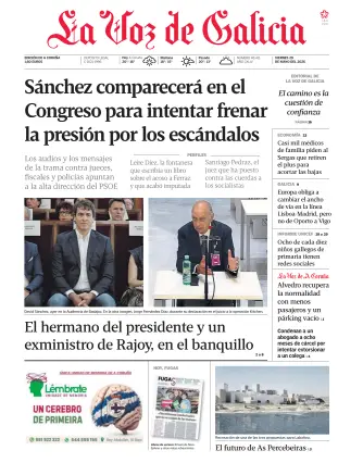 Portada de La Voz de Galicia, 29 de mayo de 2026