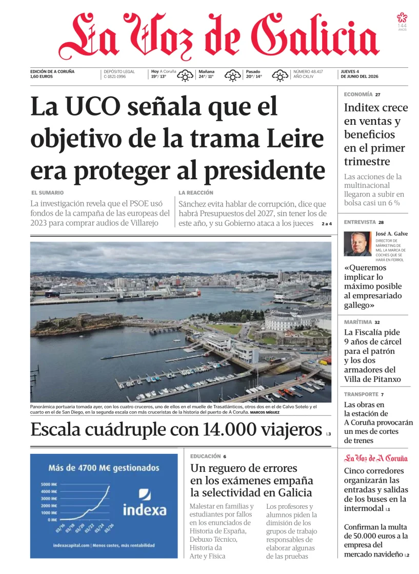 Portada de La Voz de Galicia