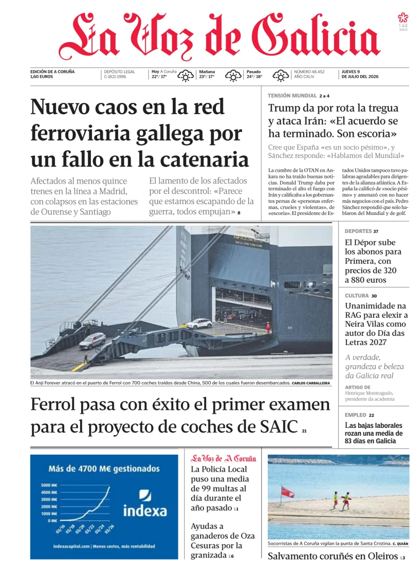 Portada de La Voz de Galicia