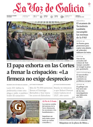Portada de La Voz de Galicia, 9 de junio de 2026