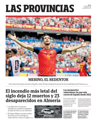 Portada de Las Provincias, 11 de julio de 2026