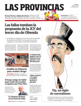 Portada de Las Provincias, 22 de julio de 2026