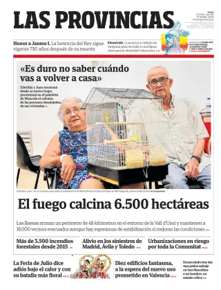 Portada de Las Provincias, 27 de julio de 2026