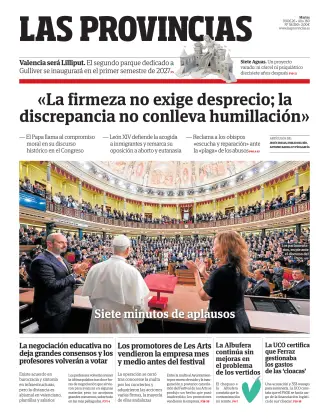 Portada de Las Provincias, 9 de junio de 2026