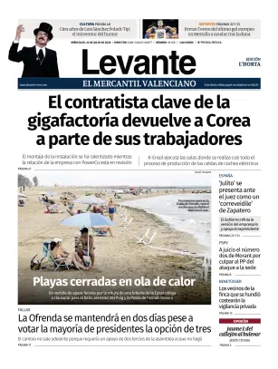 Portada de Levante EMV (Horta), 22 de julio de 2026