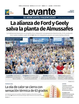 Portada de Levante EMV (Horta), 24 de julio de 2026