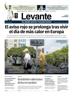 Portada de Levante EMV (Ribera), 8 de julio de 2026