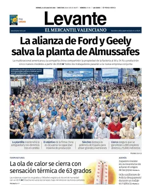 Portada de Levante EMV, 24 de julio de 2026