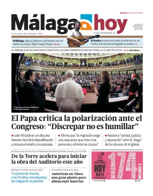 Portada de Málaga Hoy, 9 de junio de 2026
