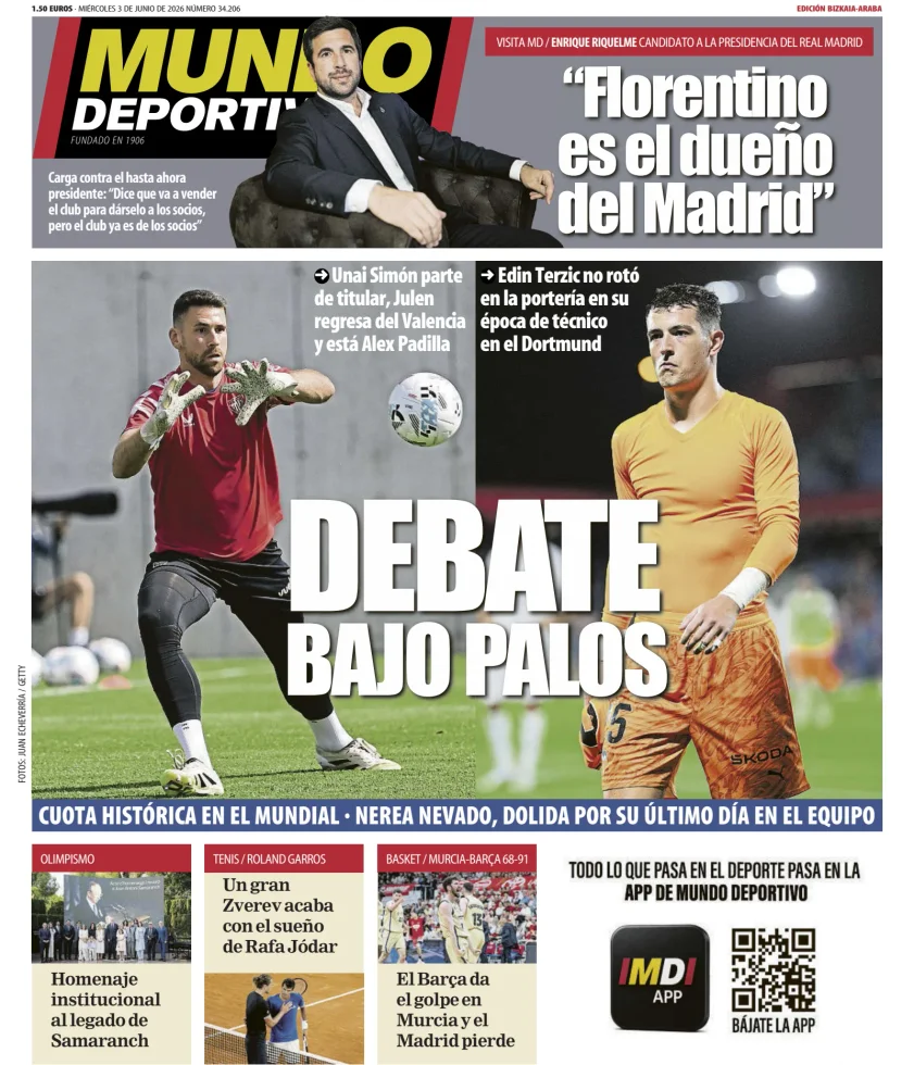 Portada de Mundo Deportivo (Bizkaia-Araba), 3 de junio de 2026